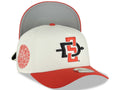 San Diego State Aztecs New Era NCAA 9FORTY 940 Adjustable A-Frame Cap Hat Cream Crown Red Visor Team Color Logo Aztec Calendar Side Patch