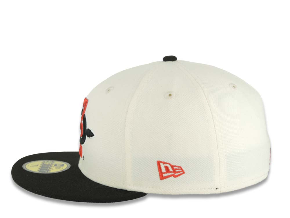 San Diego State Aztecs New Era NCAA 59FIFTY 5950 Fitted Cap Hat Cream Crown Black Visor Black/Red Logo 2023 Final Four Houston Side Patch