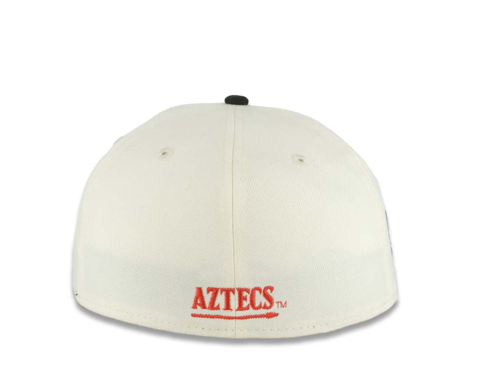 San Diego State Aztecs New Era NCAA 59FIFTY 5950 Fitted Cap Hat Cream Crown Black Visor Black/Red Logo 2023 Final Four Houston Side Patch