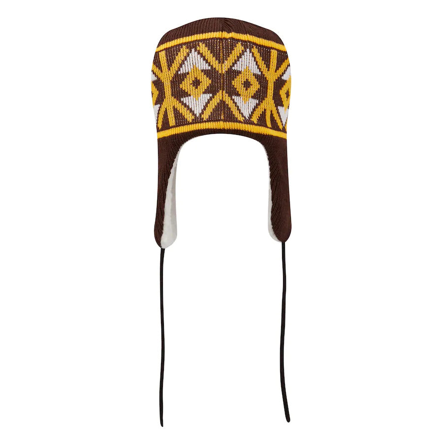 San Diego Padres New Era MLB Trapper Knit Beanie Hat Brown/Yellow Crown/Visor Brown Logo