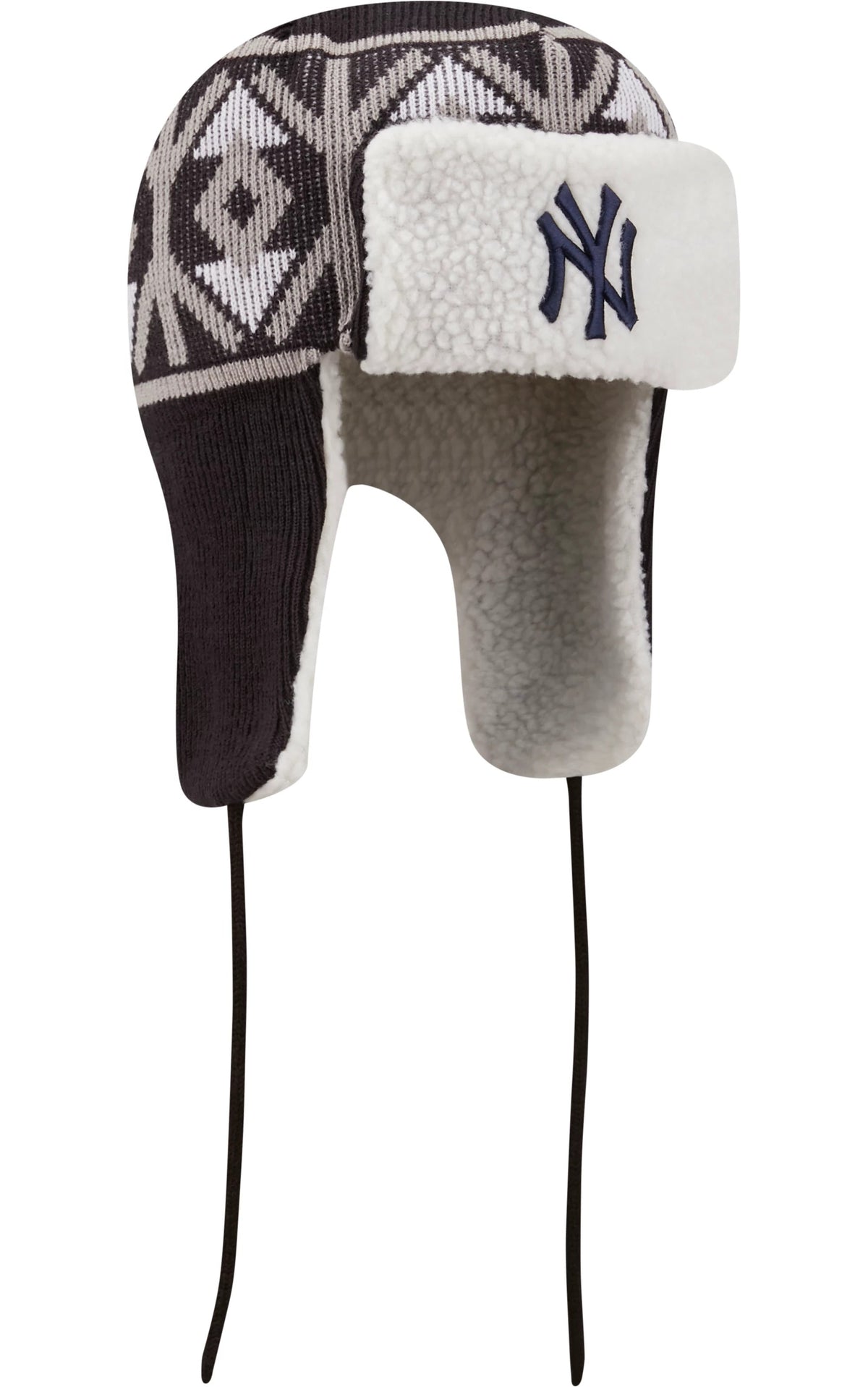 New York Yankees New Era MLB Trapper Knit Beanie Hat Navy Blue Crown/Visor Team Color Logo