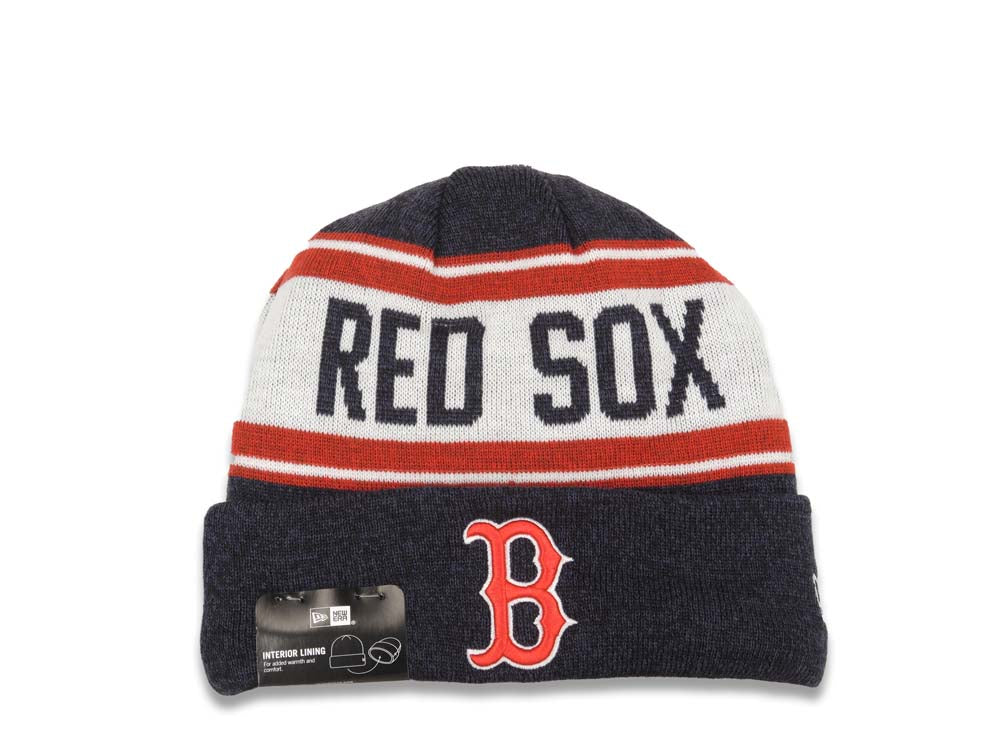 Boston Red Sox New Era MLB Cuffed Stated A4 Knit Beanie Hat Black Crown/Cuff Team Color "B" Logo
