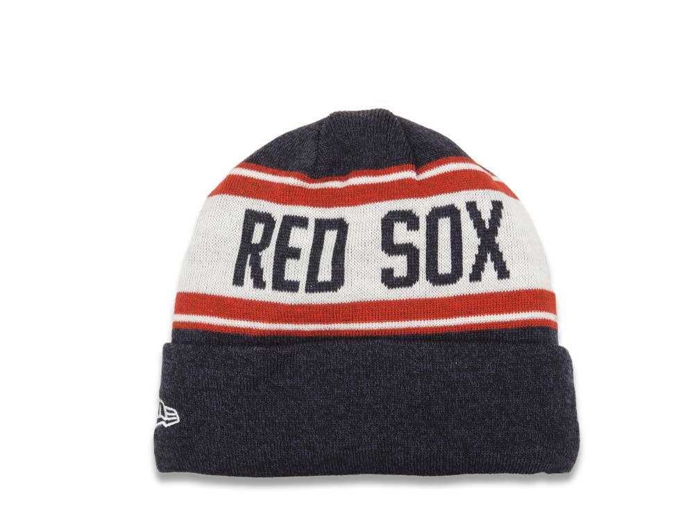 Boston Red Sox New Era MLB Cuffed Stated A4 Knit Beanie Hat Black Crown/Cuff Team Color "B" Logo