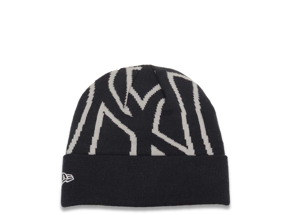 New York Yankees New Era NFL Logo Whiz Cuffed Knit Beanie Hat Black/Gray Crown/Visor Team Color Logo