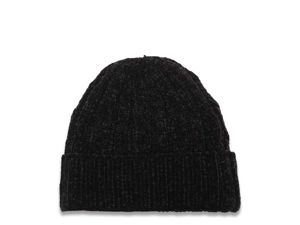 Chicago White Sox New Era MLB Cuffed Pom Knit Velour Hat Black Crown/Visor White Logo