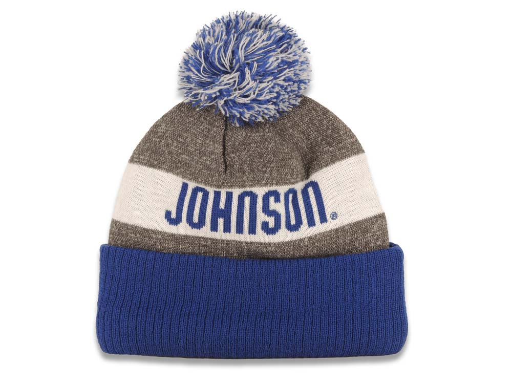 Jimmy Johnson New Era Cuffed Pom Knit Sideline 2016 Hat Gray/Royal Blue/White Crown/Visor Team Neon Green Number #48 Logo