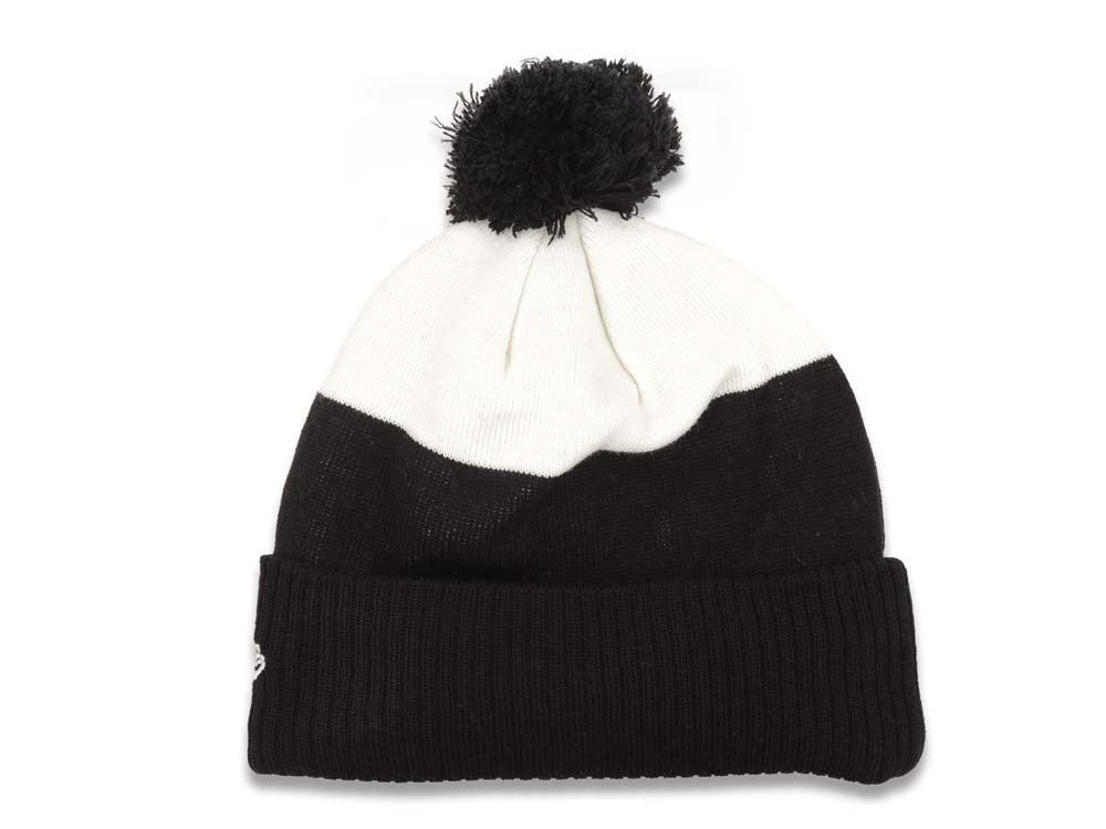Jimmy Johnson New Era Cuffed Pom Knit Hat Black/White Crown/Visor Team Color Logo