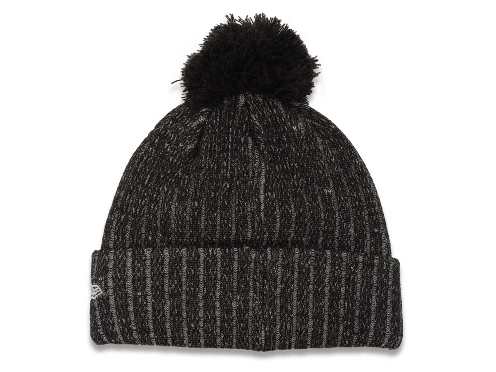 Chicago White Sox New Era MLB Cuffed Pom Twist A3 Knit Beanie Hat Black/White Crown/Visor White Logo