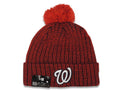 Washington Nationals New Era MLB Cuffed PomTwist A3 Knit Beanie Hat Cardinal/Black Crown/Visor Team Color Logo