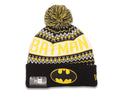 Batman New Era Cuffed Wintry Pom Knit Hat Black/Yellow Crown/Visor Yellow/Black Logo