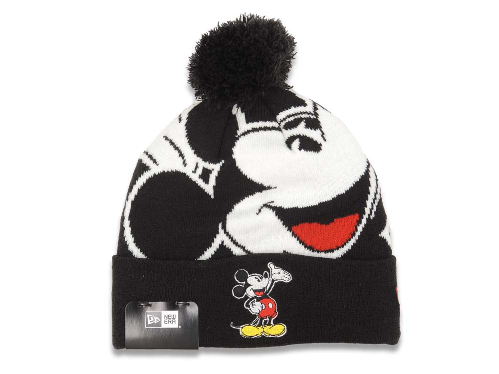 Mickey Mouse New Era Logo Whiz Cuffed Knit Beanie Hat Black/White/Red Crown/Visor Team Color Logo