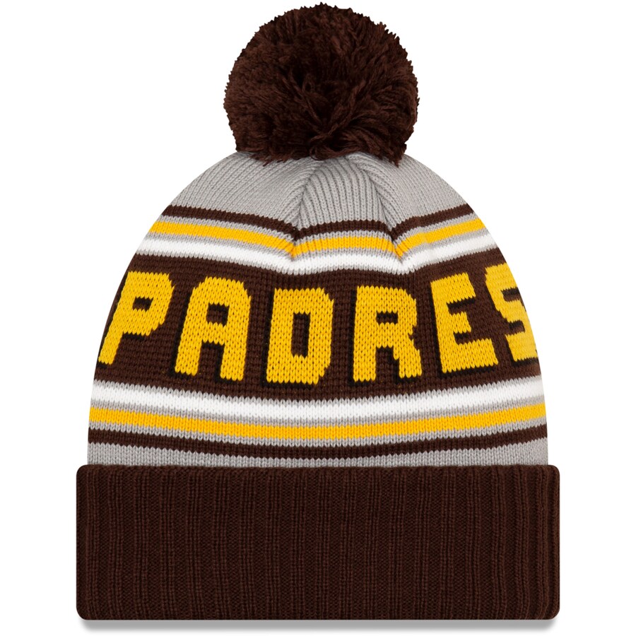 San Diego Padres New Era MLB Cuffed Pom Knit Gray/Brown Team Color Logo