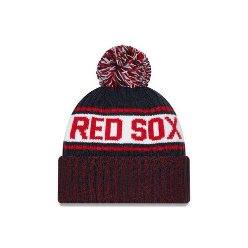 Boston Red Sox New Era MLB Cuffed Pom Knit Beanie Navy/White/Red Team Color (Knitmarl)