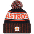 Houston Astros New Era MLB Cuffed Pom Knit Hat Navy/Orange Crown/Visor Team Color Logo (Knit Marl)