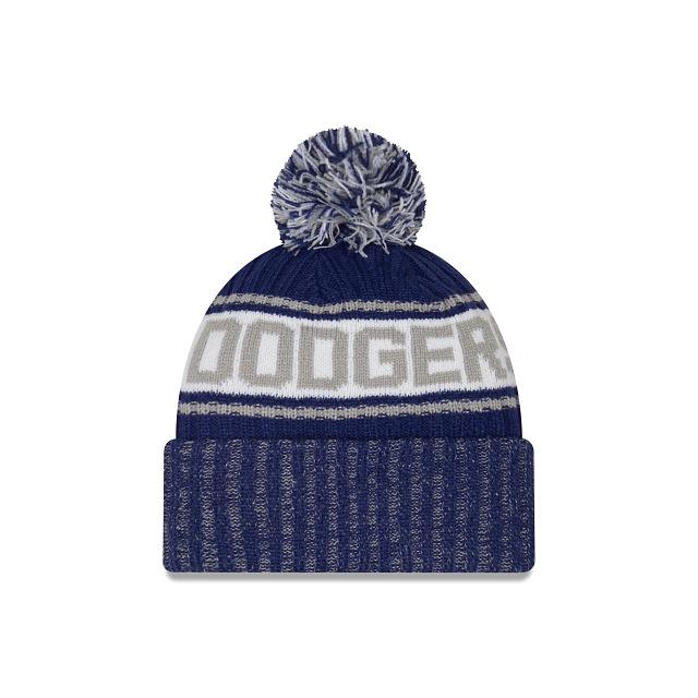 Los Angeles Dodgers New Era MLB Pom Cuffed Knit Beanie Royal/White/Gray Crown Royal Cuff White Logo Team Color (KnitMarl C3)