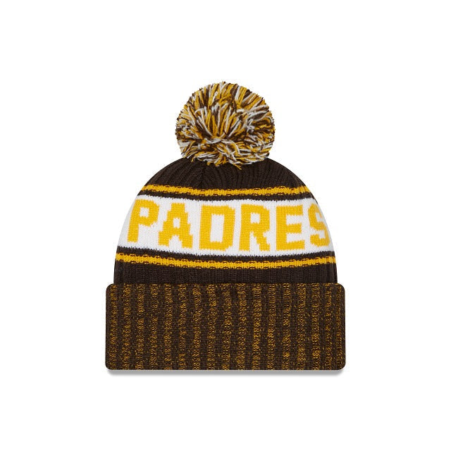 San Diego Padres New Era MLB Cuffed Pom Knit Hat Brown/Yellow (Knit Marl)