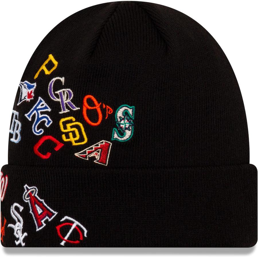 New Era MLB Cuff Knit Hat Black All Teams League Overload