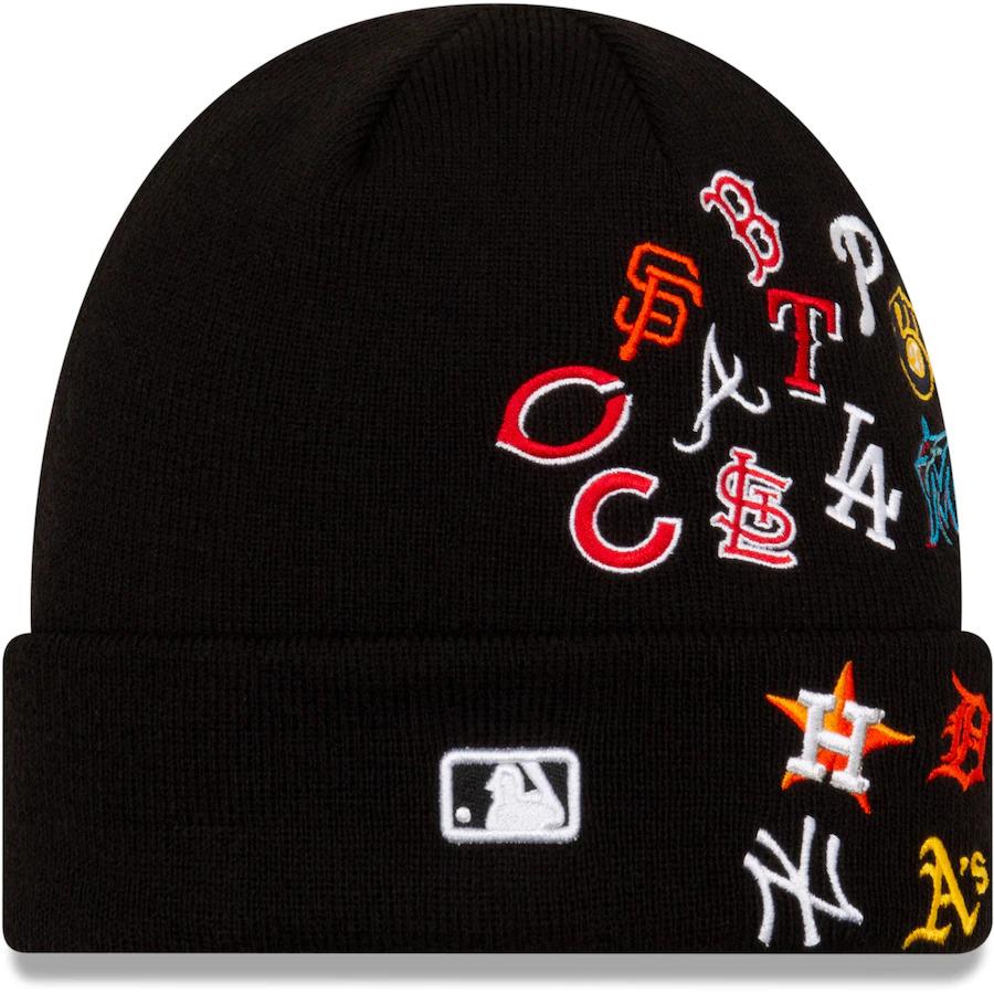 New Era MLB Cuff Knit Hat Black All Teams League Overload
