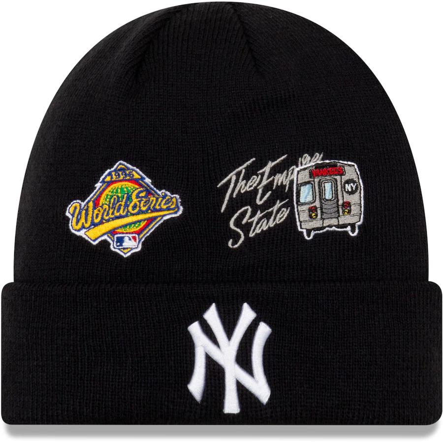 New York Yankees New Era MLB Cuff Knit Hat Team Color Navy Crown/Cuff White Logo 1996 World Series City Transit
