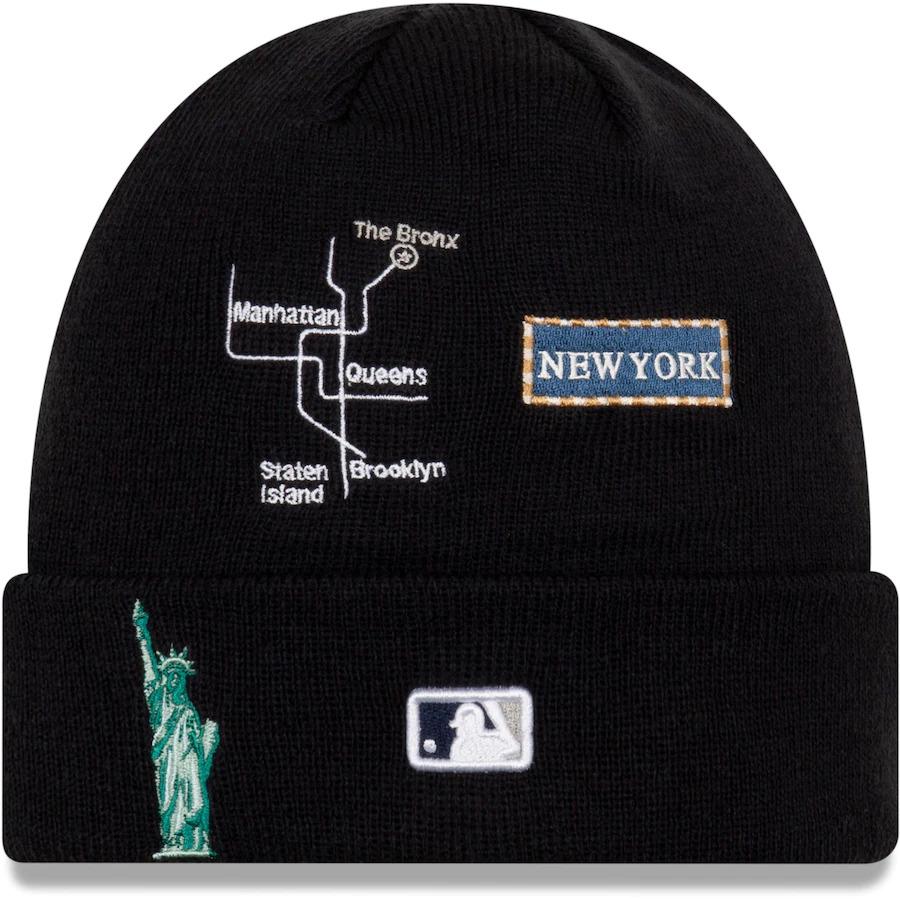 New York Yankees New Era MLB Cuff Knit Hat Team Color Navy Crown/Cuff White Logo 1996 World Series City Transit