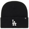 Los Angeles Dodgers '47 Brand MLB Basic Cuffed Knit Beanie Hat Black Crown/Visor White Logo