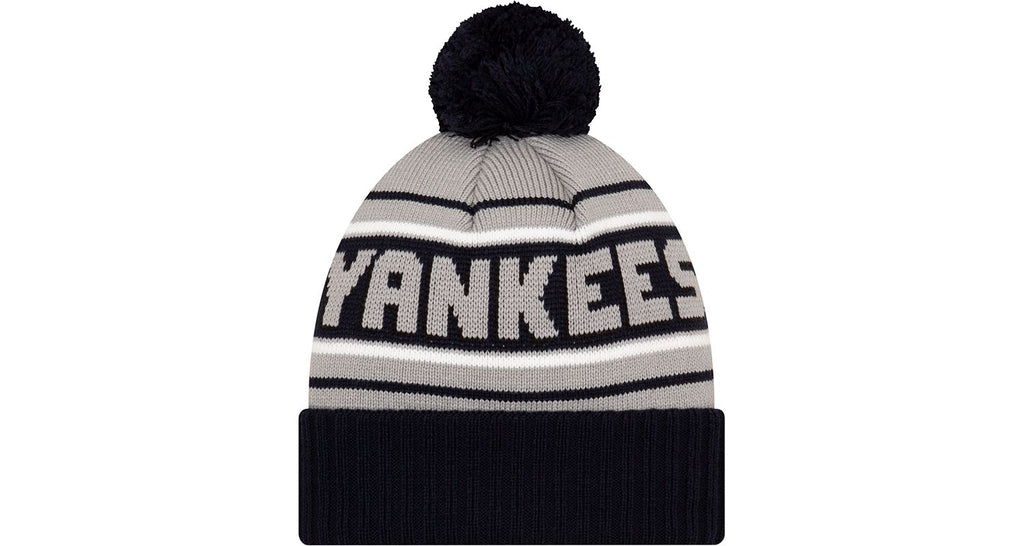 New York Yankees New Era MLB Cuffed Pom Knit Gray/Navy Team Color Logo