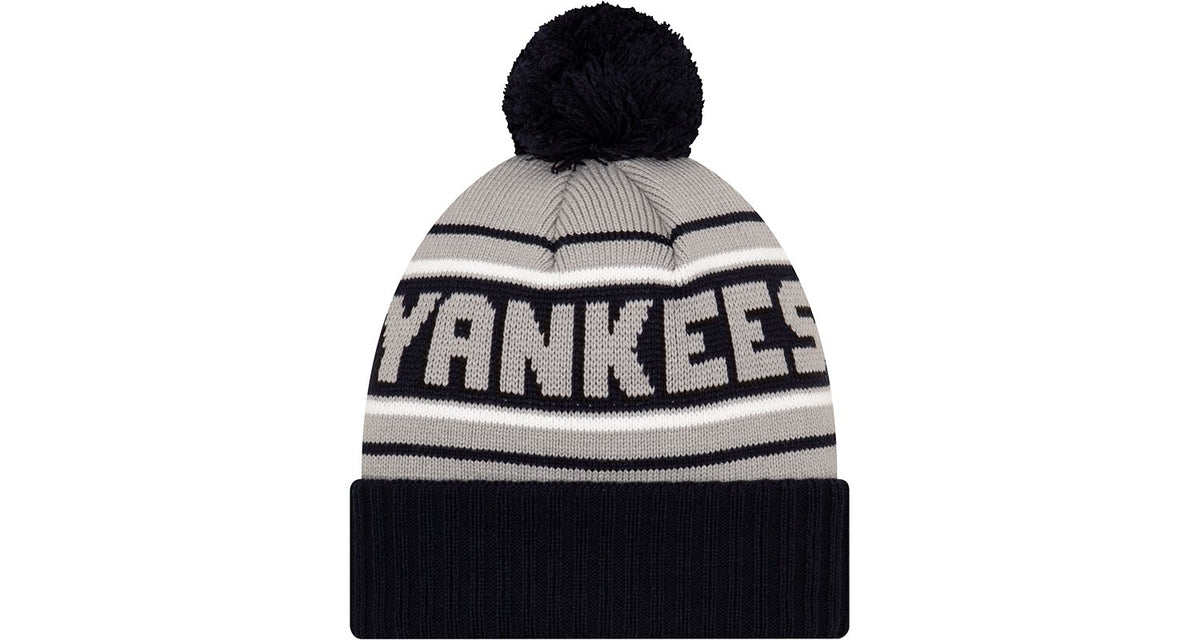 New York Yankees New Era MLB Cuffed Pom Knit Gray/Navy Team Color Logo