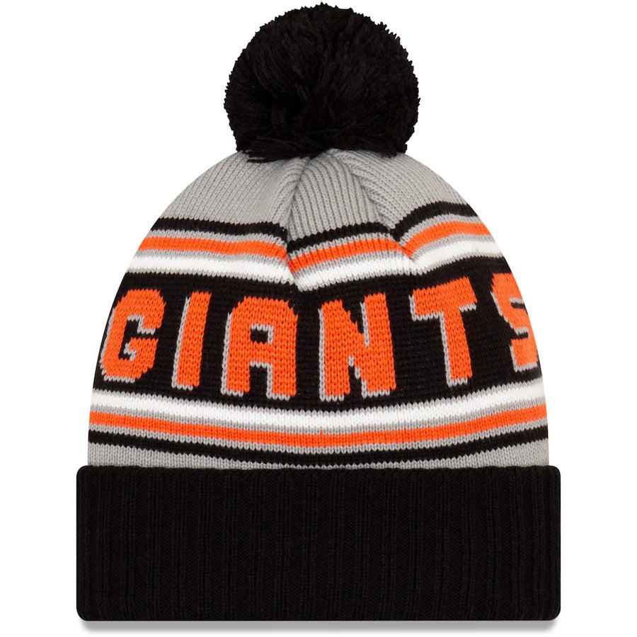 San Francisco Giants New Era MLB Cuffed Pom Knit Gray/Black Team Color Logo