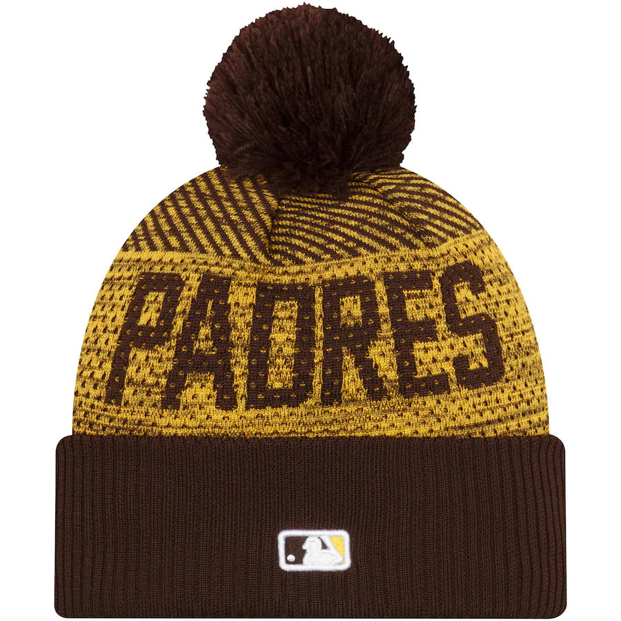 San Diego Padres New Era MLB 2022 Cuffed Knit Beanie Hat Yellow/Brown Crown/Visor Team Color Logo (Sport Knit)