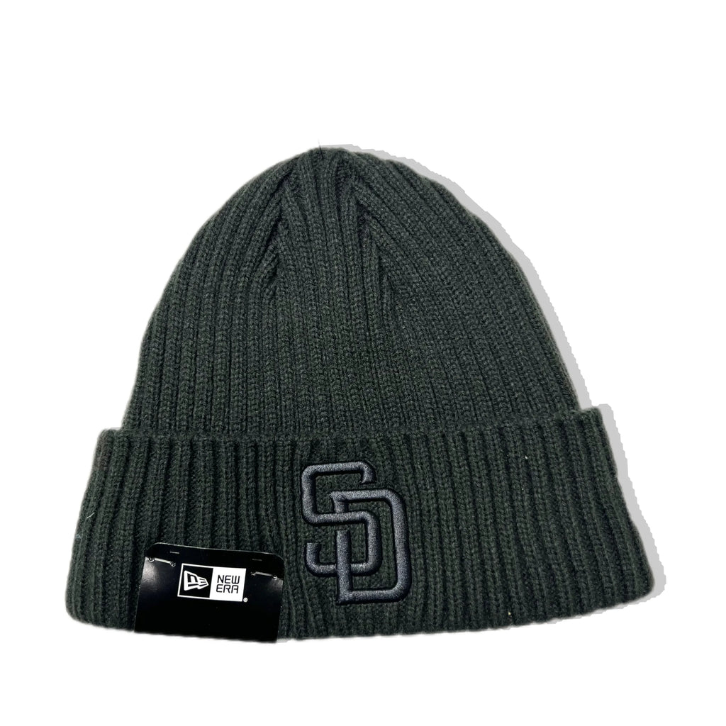 San Diego Padres New Era MLB Cuffed Knit Beanie Hat Dark Gray Crown Dark Gray Logo (Solid Color)