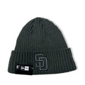 San Diego Padres New Era MLB Cuffed Knit Beanie Hat Dark Gray Crown Dark Gray Logo (Solid Color)
