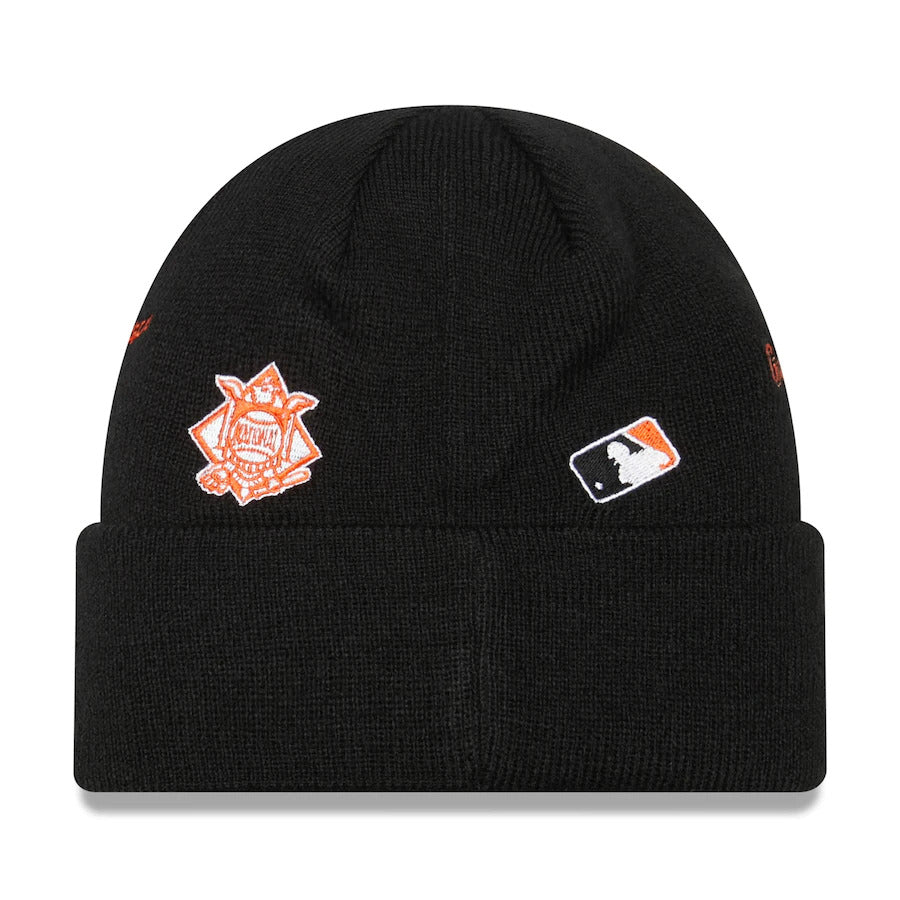San Francisco Giants New Era MLB Cuffed Knit Beanie Hat Black Crown/Visor Orange Logo (Identity)