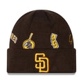 San Diego Padres New Era MLB Cuffed Knit Beanie Hat Brown Crown/Visor Yellow Logo (Identity)
