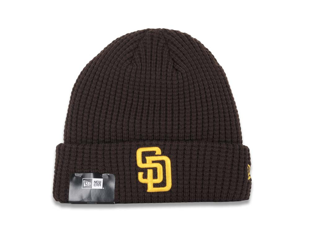 San Diego Padres New Era MLB Cuffed Knit Beanie Hat Brown Crown/Cuff Yellow Logo (Prime)