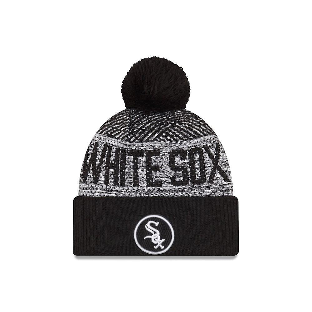 Chicago White Sox New Era MLB 2022 Cuffed Pom Knit Hat Gray/Black Crown/Visor Team Color Logo