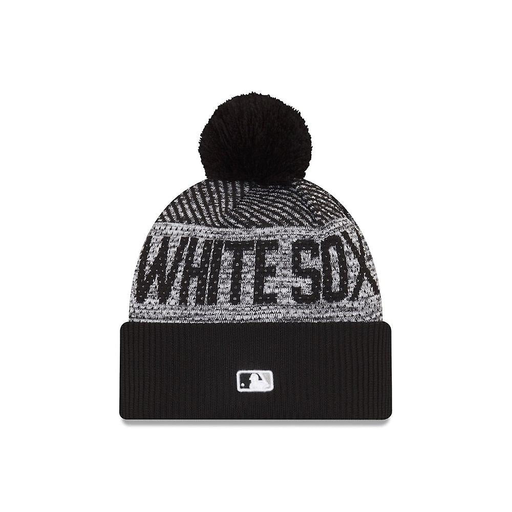 Chicago White Sox New Era MLB 2022 Cuffed Pom Knit Hat Gray/Black Crown/Visor Team Color Logo