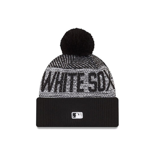 Chicago White Sox New Era MLB 2022 Cuffed Pom Knit Hat Gray/Black Crown/Visor Team Color Logo