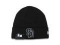 San Diego Padres New Era MLB Cuffed Basic Knit Hat Black Crown/Cuff Black/White Logo (Solid Color)