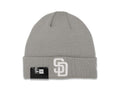 San Diego Padres New Era MLB Basic Cuffed Knit Beanie Hat Gray Crown/Cuff White Logo (Solid Color)