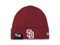 San Diego Padres New Era MLB Cuffed Knit Beanie Hat Cardinal Crown/Cuff White Logo (Solid Color)