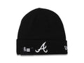 Atlanta Braves New Era MLB Cuffed Knit Beanie Hat Black Crown/Cuff White Logo (Solid Color Knit)