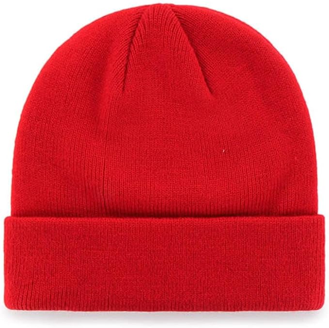 New York Yankees '47 Brand MLB Cuffed Knit Beanie Hat Red Crown/Visor White Logo