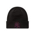 New York Yankees New Era MLB Cuffed Knit Beanie Hat Black Crown/Visor Purple Logo