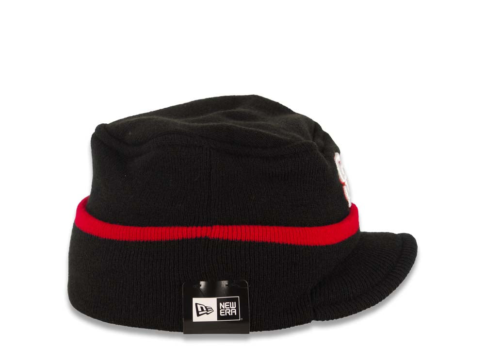 San Diego Padres New Era MLB Knit Beanie With Visor Black/Red Crown/Visor White/Red Logo (Riley Round)