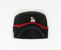 Los Angeles Dodgers New Era MLB Knit Beanie With Visor Black/Red Crown/Visor White/Red Logo (Riley Round)