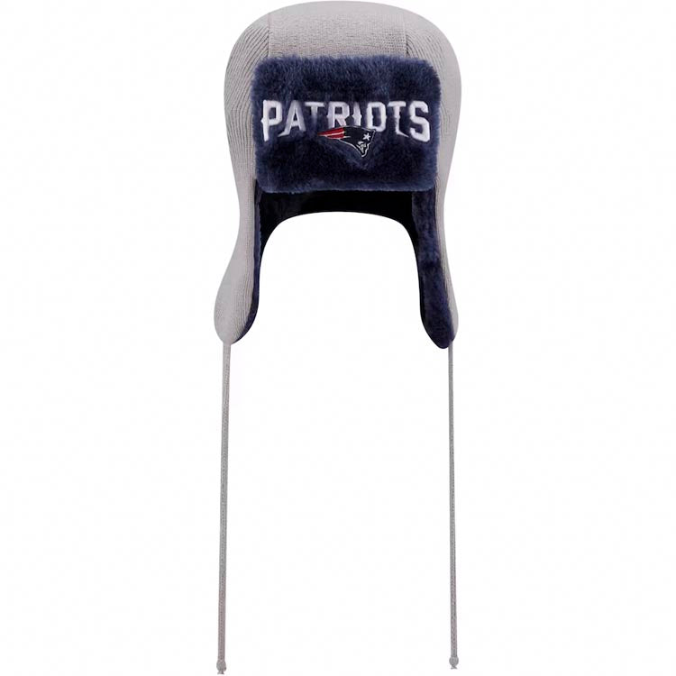 New England Patriots New Era NFL Trapper Knit Gray/Navy Blue Crown/Visor Team Color Logo