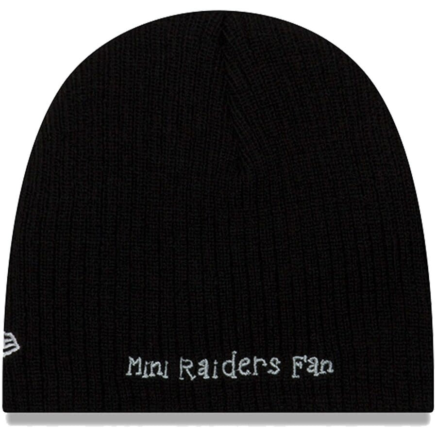 (Infant/Toddler) Las Vegas Raiders New Era Uncuffed Mini Fan Knit Beanie Hat Black Crown/Visor Team Color Logo