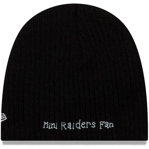 (Infant/Toddler) Las Vegas Raiders New Era Uncuffed Mini Fan Knit Beanie Hat Black Crown/Visor Team Color Logo