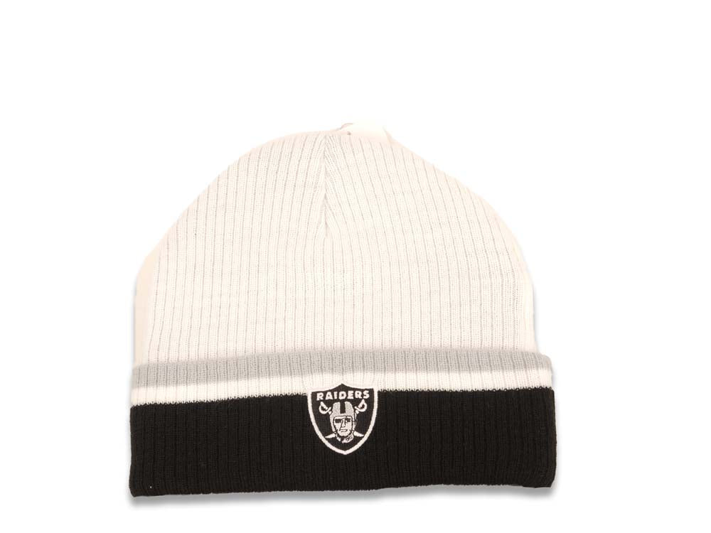 Oakland Raiders New Era NFL Cuffed Knit Beanie Hat White/Black Crown/Visor Team Color Logo