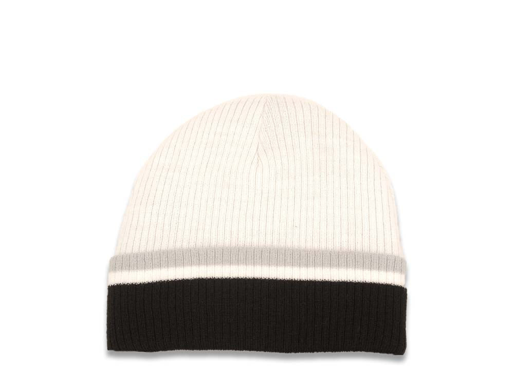 Oakland Raiders New Era NFL Cuffed Knit Beanie Hat White/Black Crown/Visor Team Color Logo